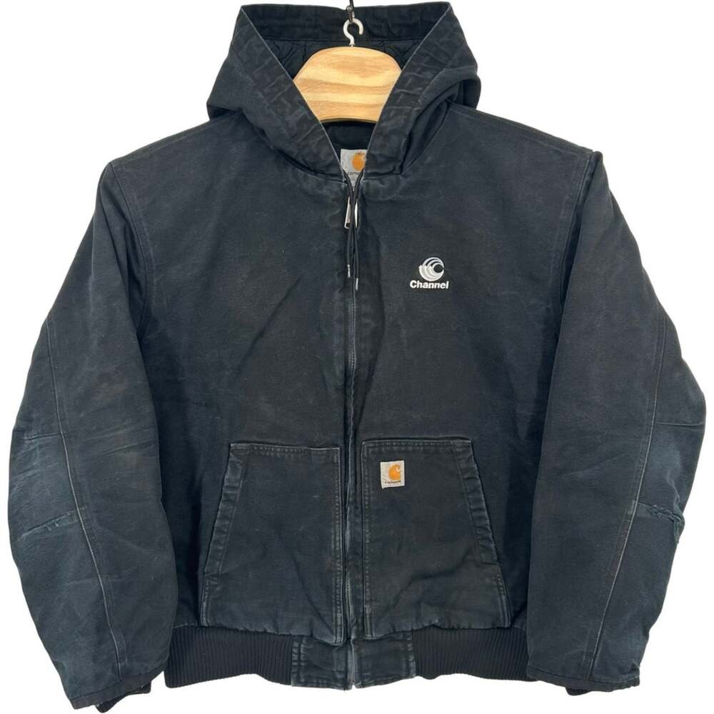 Men's Black Carhartt 104050 Insulated Washed Duck Active Quilt Lined Jacket XL